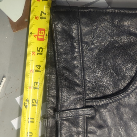 Black Leather Motorcycle Pants/ Chaps Bikers USA By Dream Apparel. 34 X 33 - Picture 11 of 11